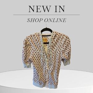 Gently Used Billabong Cream and Brown Patterned Blouse